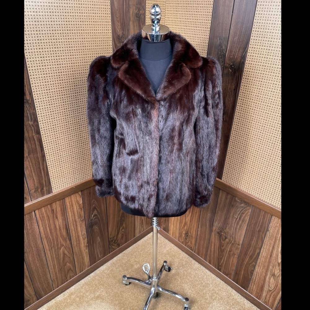 Vintage Brown Ranch Mink Fur Jacket Coat Small